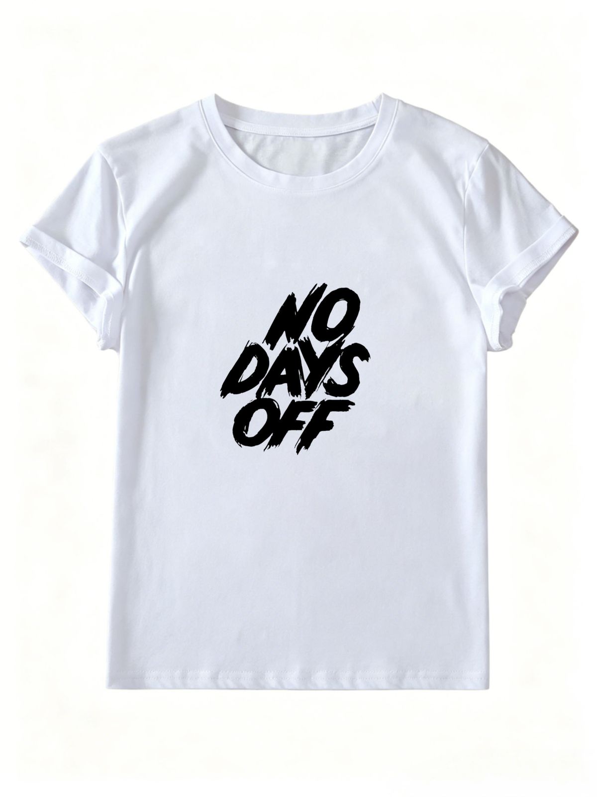 Women's Oversized T-Shirt NO DAYS OFF Letter Graphic Casual Loose Short Sleeve Streetwear Top_ecoleips.com