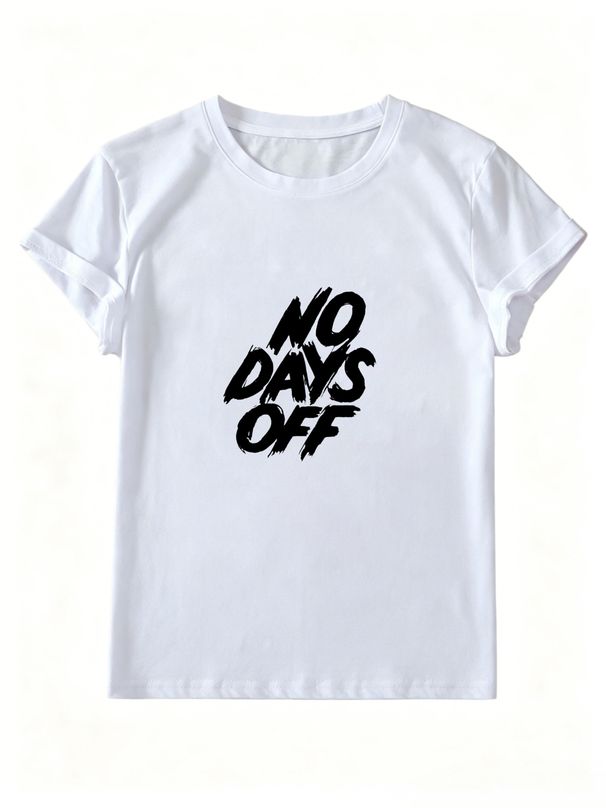 Women's Oversized T-Shirt NO DAYS OFF Letter Graphic Casual Loose Short Sleeve Streetwear Top_ecoleips.com