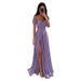 Off-Shoulder Evening Dress Pleated A-Line Formal Ball Gown Satin Slit Style Bridesmaid_ecoleips.com