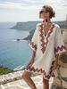 Women's Dress With Super-Sleek V-Neckline, Beach Vacation Skirt, Printed Loose Mid-Length Dress_ecoleips.com