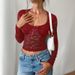Spring & Summer Y2k Slim Fit Cut-Out Long Sleeve Lace Shirt Top_ecoleips.com