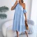 2026 Spring/Summer European And American Off-Shoulder Short-Sleeve Casual Loose Ruffle Hem Long Dress_ecoleips.com