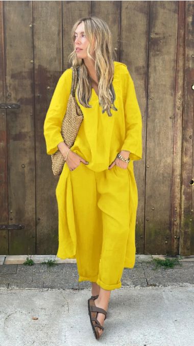 Women's Clothing 2025 Hot Items Women's Casual Cotton And Linen Suits Long Sleeved Round Neck Trousers Casual Suits_ecoleips.com