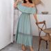 Voya Women's European And American Vacation Casual Style Off-Shoulder Waist-Cinching Dress Women's Clothing_ecoleips.com