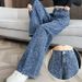 Blue Printed Wide-leg Jeans For Women, 2025 New Model, Ultra-sparkling Design, Chinese Style, Slim-fit Long Pants A8577_ecoleips.com