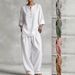 Women's Casual V Neck Long Sleeve Pants Set With Pockets Multi Color Cotton Top And Bottoms Ensemble_ecoleips.com