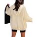 Oversized Hooded Sweatshirt For Women - Long Sleeve V-Neck Pocket Pullover - Streetwear Casual Loungewear_ecoleips.com