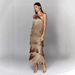 Women's Clothing Fashion Halter Neck Tassel Backless Slit Dress Women's Clothing Backless Slit Dress Women's Fashion Dress_ecoleips.com