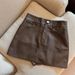 ng2510292 Trendy Leather-effect A-line For Women, 2025 Autumn New Style, Plus-size Slimming Short Skirt In Coffee Color_ecoleips.com