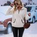 Women's Clothing Plush Sweatshirt High Collar Zipper Pocket Half Zip Autumn Winter Solid Color Elegant Fashion_ecoleips.com