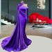 Women's Clothing Purple Flannel Long Sleeved Slim Dress New Annual Meeting Evening Dress Temperament Waist Fishtail Dress_ecoleips.com