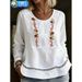 Women's Clothing Casual Shirt Women’s Elegant Long-Sleeve Blouse – Lace Trimmed Relaxed Fit Shirt (Breathable Cotton, Casual & Chic)_ecoleips.com