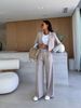 Women's Clothing Women's Striped Splicing Suit Jacket Straight Pants Set Thin Suit Pants Two Piece Set_ecoleips.com
