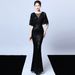 Women's clothing thread tassel beads fishtail banquet elegant temperament annual meeting host car model evening dress women autumn_ecoleips.com