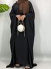 Cross Border Women's Fashion Satin Print Muslim Dress, Drawstring Waist Elegant Long Skirt_ecoleips.com