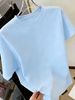 Women's Fresh Solid Crew Neck Tee, Loose Soft Casual Top For Summer Office Commuting & Afternoon Tea Dates_ecoleips.com
