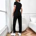 Women's Clothing Women's Summer Fashionable Casual Two Piece Set Simple Round Neck Short Sleeve Top And Loose Pants Print Design_ecoleips.com