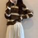 2023 New Style Coat Zipper Sweater Base Shirt Inner Layer Striped Knitwear Women Autumn Long Sleeve Top Winter_ecoleips.com