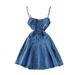 Women's Clothing Summer New Style Strap Waist Slimming Backless Sleeveless Sexy Sweet And Spicy Denim Suspenders A Line Dress For Women_ecoleips.com