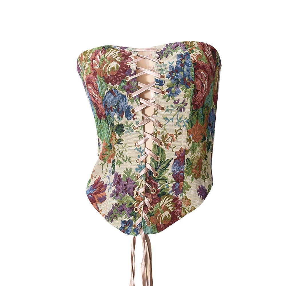 Women's Clothing Hot Girl Retro Style Wrapped Chest Navel Bracelet Beautiful Back Hollow Short Top_ecoleips.com