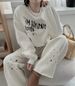 Korean Chic Winter Set – Oversized Letter Print Sweatshirt & High-Waist Drawstring Pants (XL, Charcoal Grey)_ecoleips.com