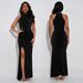 Women's Sexy Off-Shoulder Rhinestone Beaded Slit Dress C7706 Fashion For Party Wear_ecoleips.com
