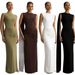 Women's Clothing Women's Sleeveless Long Dress Round Neck Pleated Waist Backless Style Ribbon Cape Evening Gown_ecoleips.com