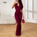 CF24422 Fall 2026 New European And American Street Style Versatile V-neck Lace Trim One-piece Bell-bottom Pants_ecoleips.com