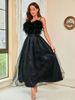 Women's Clothing Feather Sling Mesh Evening Dress_ecoleips.com
