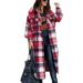 New Long-sleeved Loose Button Plaid Shirt Woolen Jacket Long_ecoleips.com