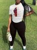 Women's Casual Fashion Portrait Letter Pattern Printed Loose T-shirt+cropped Pants Two-piece Home Sportswear Daily Wear-399_ecoleips.com