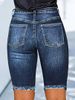 Women's mid Rise Stretch Denim Shorts with Frayed Edges Casual Cotton Jeans for Spring/Autumn And Summer Regular Fit_ecoleips.com