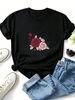 Women Crew Neck Short Sleeve T Shirt Love Yourself Rose Butterfly Floral Graphic Tee Vintage Botanical Loose Casual Summer Streetwear Tops_ecoleips.com