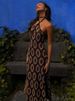 Tossy Knit Printed Hollow Out Long Dress Women Bandage Backless Contrast Beach Holiday Dress Clothes Female Boho Knitwear Dress_ecoleips.com