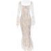 Women's Clothing New Trumpet Sleeve Sexy Lace Tube Top Long Skirt Fashionable Hot Girl Backpack Hip Dress_ecoleips.com