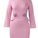 K Women's New Fashionable Round Neck Long Sleeved Solid Color Three-dimensional Flower Dress_ecoleips.com