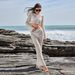 Women's Knitted Beach Cover-Up Blouse - Solid Color Bikini Set With Sun Protection, European & American Style_ecoleips.com