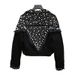 Women's Cropped Denim Jacket With Pearl & Rhinestone Embellishment, Fringe Trim, Long Sleeve Jean Coat For Party, Casual Daily Wear_ecoleips.com