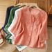 Women's Chinese Style V-Neck Shirt Heavy Embroidery Cotton Linen Single-Breasted Summer Top Five-Quarter Sleeve 2026 New Style_ecoleips.com