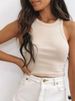 Ribbed Tank Top Women White 2024 Summer Casual Fitness Short Vest Candy Colors Knitted Off Shoulder Sexy Crop Top Women_ecoleips.com