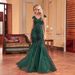 Green Sequined Mermaid Evening Dress Long Slim Fit For Bridesmaids Banquets New Style_ecoleips.com