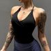 Women's Clothing V Neck Fitness Sports Vest Halter Neck Slimming Yoga Top With Bra Pads Sexy Running Top_ecoleips.com