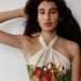 Women's Sexy Halter Neck Long Dress Style Summer Resort Printed Linen Floral Waist Cinching Backless_ecoleips.com