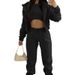 Voya Women's Sports And Leisure Hooded Fleece Hoodie, Fashionable Running Set With Multiple Colors To Choose From_ecoleips.com