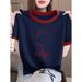 Women's Color-Block Cotton T-Shirt – Slim-Fit Fashion Top With Unique KO Cat Print (6 Colors, S-2XL)_ecoleips.com
