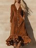 Women's Clothing Elegant Velvet Wrap Dress – V-Neck Long Sleeve With Belted Waist & A-Line Silhouette (S-XXL)_ecoleips.com