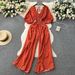 Chic Vacation Jumpsuit For Women – Puff Sleeves, Stretchy Waist & Slimming Wide Leg Pants_ecoleips.com