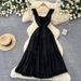Women's Romantic Style Sleeveless Dress Playful Suspender Tie Waist Slimming A-Line Skirt For Summer Vacation_ecoleips.com