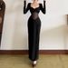 New Women's Clothing European And American Style Elegant Temperament Sexy Slim Hip Wrap Semi-perspective Long-sleeved Dress Women_ecoleips.com