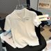 Women's Slimming Collared Knit T-Shirt Short Sleeve Thin Style Summer New Fashion Top_ecoleips.com